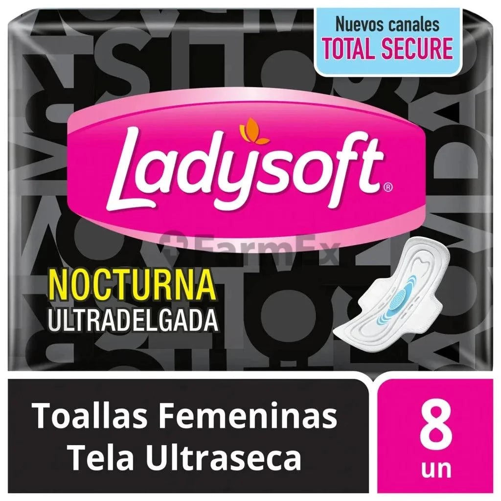 LadySoft Nocturnas Toallas femeninas Suaves x 8 unidades Softys